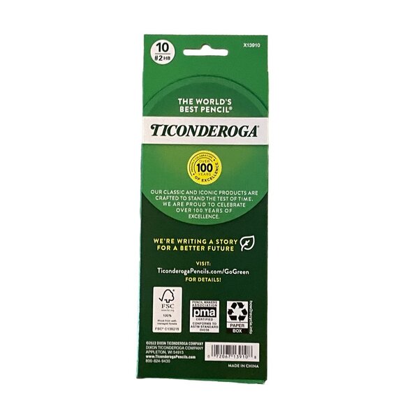 Ticonderoga Striped Wood Pencils, #2 Soft Lead, Pre-sharpened, Pack Of 10 - Picture 4 of 10